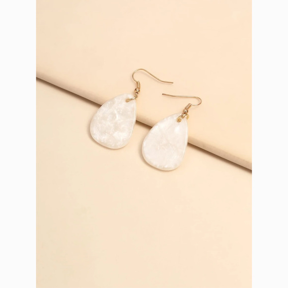 Anthropologie Jewelry - 3/$30 White Oval Acrylic Drop Statement Earrings